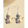 Boucles D'Oreilles D'Hiver Bonhomme de Neige Mignon en Acrylique - Blanc 