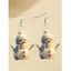 Boucles D'Oreilles D'Hiver Bonhomme de Neige Mignon en Acrylique - Blanc 