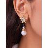 Boucles D'Oreilles en Forme de Flocon de Neige de Noël en Strass et Perle - Argent 