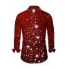 Christmas Snowflake Star Sparkle Light Print Flare Sleeve High Low Hooded Dress And Button Up Long Sleeve Shirt Outfit - Rouge foncé S | US 4