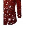 Christmas Snowflake Star Sparkle Light Print Flare Sleeve High Low Hooded Dress And Button Up Long Sleeve Shirt Outfit - Rouge foncé S | US 4