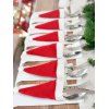 10 Pièces Housses de Table Fourchette et Mini-Cuillère Décorations de Noël - Rouge 