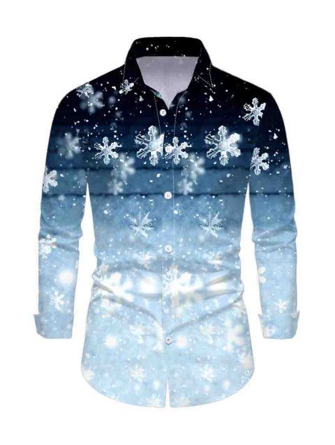 Chemise Décontractée Flocon de Neige Ombré Manches Longues à Col Relevé