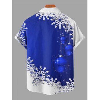Christmas Sweetheart Neck Snowflake Bell Contrast Print Dress and Roll Up Sleeve Shirt Outfit