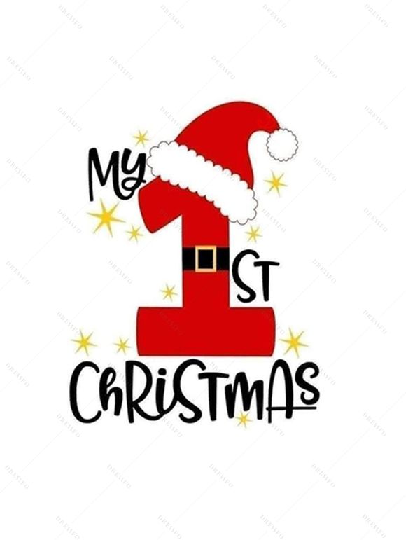 Mini Robe à Capuche Ligne A Motif Cerf de Noël à Manches Longues à Lacets - Rouge S | US 4