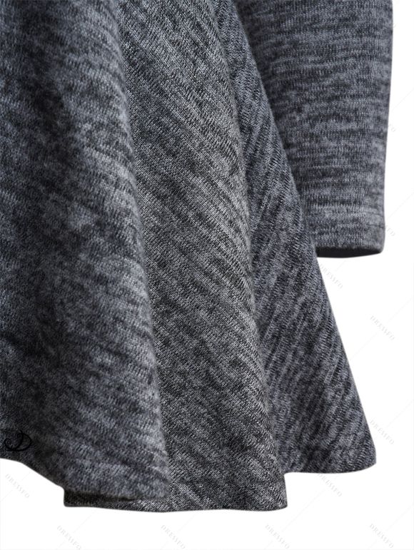 Haut Long Asymétrique à Bretelle Bouclée Panneau en Dentelle à Manches Longues - Gris L | US 8-10