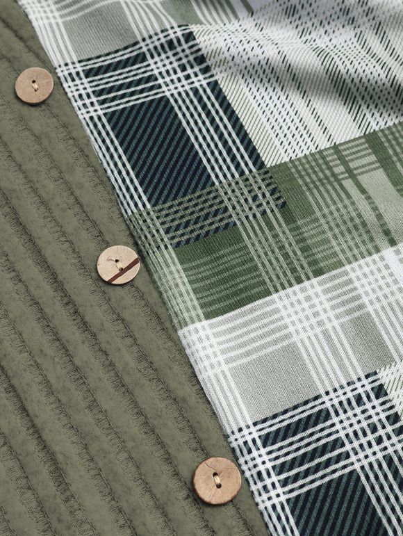 Robe Moulante Asymétrique Jointive à Carreaux Boutonnée à Epaule Dénudée - Vert profond L | US 8-10