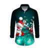 Christmas Santa Claus Elk Snowflake Print Belted Dress And Long Sleeve Button Up Shirt Matching Outfit - Vert profond S | US 4