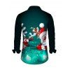 Christmas Santa Claus Elk Snowflake Print Belted Dress And Long Sleeve Button Up Shirt Matching Outfit - Vert profond S | US 4