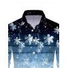 Christmas Ombre Snowflake Print Crisscross Bowknot Belted Dress and Long Sleeve Turn Down Collar Shirt Outfit - Bleu S | US 4