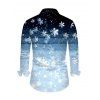 Christmas Ombre Snowflake Print Crisscross Bowknot Belted Dress and Long Sleeve Turn Down Collar Shirt Outfit - Bleu S | US 4