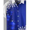 Men's Christmas Snowflake Contrast Print Roll Up Sleeve Shirt Button Up Short Sleeve Casual Shirt - BLUE S