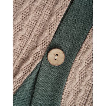 Elk Snowflake Tribal Pattern Knit High Low Flocking Liner Hooded Dress Button Up Flare Sleeve Midi Dress 
