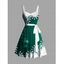 Robe de Soirée Volantée Imprimé Flocon de Neige et Clochette de Noël - Vert profond XXXXXL | US 20