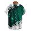 Chemise Décontractée Flocon de Neige de Noël Imprimé Boutonnée à Manches Courtes - Vert profond 5XL