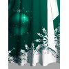 Robe de Soirée Volantée Imprimé Flocon de Neige et Clochette de Noël - Vert profond S | US 4