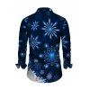 Chemise de Noël Boutonnée Flocon de Neige Imprimé Manches Longues à Col Relevé - Bleu profond S