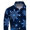 Chemise de Noël Boutonnée Flocon de Neige Imprimé Manches Longues à Col Relevé - Bleu profond S