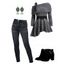 Skew Collar Buckle Strap Lace Panel Asymmetric Hem Top And Dark Wash Zip Fly Pencil Jeans Chunky Heel Faux Fur Lined Boots Hollow Out Drop Earrings Outfit - Gris S | US 4