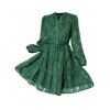 Robe de Soirée Fourreau Superposée Fleurie en Maille Taille Nouée à Manches Lognues - Vert profond S | US 4