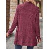 Cardigan avec Poche à Brodure Côtelée en Couleur Unie - Rouge foncé L | US 8