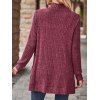 Cardigan avec Poche à Brodure Côtelée en Couleur Unie - Rouge foncé XL | US 10