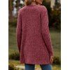 Cardigan Chiné Boutonné avec Poche à Manches Longues - Rouge foncé XXL | US 12