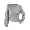 Pull Ras du Cou Côtelé à Manches Longues en Couleur Solide - Gris Clair S | US 4