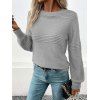 Pull Ras du Cou Côtelé à Manches Longues en Couleur Solide - Gris Clair L | US 8