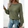 Pull Ras du Cou Côtelé à Manches Longues en Couleur Solide - Vert M | US 6