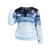 T-shirt à Manches Longues à Lacets Ombré à Motif Flocon de Neige de Noël - Bleu de Minuit XXL | US 14