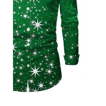 Christmas Sparkle Light Star Print Long Sleeve Button Down Shirt