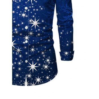 Christmas Sparkle Light Star Print Long Sleeve Button Down Shirt