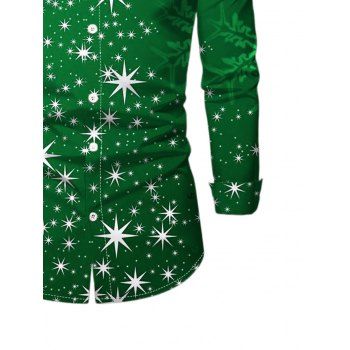 Christmas Snowflake Star Sparkle Light Print Flare Sleeve High Low Hooded Dress And Button Up Long Sleeve Shirt Outfit