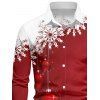 Chemise Décontractée Flocon de Neige et Boule Imprimés à Manches Longues - Rouge XL