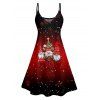 Christmas Dolls Snowflake Letter Print A Line Dress Spaghetti Strap V Neck Mini Dress