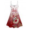 Cute Elk Snowflake Letter Print Christmas Dress V Neck Spaghetti Strap A Line Mini Dress