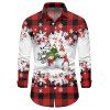 Chemise Boutonnée à Carreaux Imprimé Bonhomme de Neige et Flocon de Neige de Noël - Rouge foncé 5XL