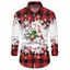 Chemise Boutonnée à Carreaux Imprimé Bonhomme de Neige et Flocon de Neige de Noël - Rouge foncé 5XL