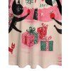 Robe Mi-Longue Ceinturée Croisé Chat et Cadeau de Noël Imprimés à Manches Longues - Rose clair XXXXXL | US 20