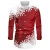 Chemise Décontractée Flocon de Neige et Boule Imprimés à Manches Longues - Rouge 5XL