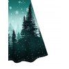 Mini Robe Ligne A à Bretelle Fine Sapin de Noël et Flocon de Neige Imprimés - Vert profond XXXXXL | US 20