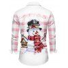 Chemise de Noël Boutonnée à Carreaux Mignon Imprimée à Manches Longues - Rose clair 5XL