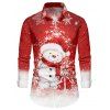 Chemise de Noël Boutonnée Flocon de Neige Mignon Imprimé à Manches Longues - Rouge 5XL