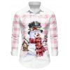 Christmas Snowman Plaid Print Belted Dress And Long Sleeve Button Up Shirt Matching Outfit - Rose clair S | US 4