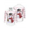 Christmas Snowman Plaid Print Belted Dress And Long Sleeve Button Up Shirt Matching Outfit - Rose clair S | US 4