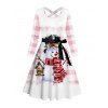 Christmas Snowman Plaid Print Belted Dress And Long Sleeve Button Up Shirt Matching Outfit - Rose clair S | US 4