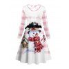 Christmas Snowman Plaid Print Belted Dress And Long Sleeve Button Up Shirt Matching Outfit - Rose clair S | US 4