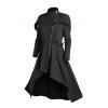 Oblique Zip Up Buckle Strap High Low Hooded Coat And Grommet Waist Long Skinny Pants Heart Rose Rivet Drop Earrings Outfit - Noir S | US 4