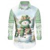 Chemise de Noël Boutonnée Flocon de Neige Mignon Imprimé à Manches Longues - Vert clair 5XL